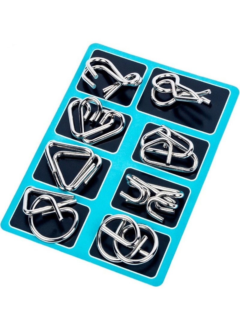 NQOOH - 4 Sets of Metal Wire Puzzle Set 32 Pieces IQ Test and Disentangling Challenge Game for Kids and Adults - Image 1