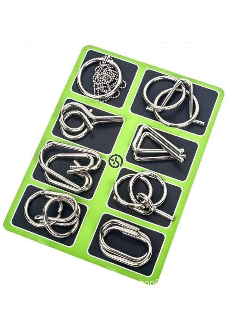 NQOOH - 4 Sets of Metal Wire Puzzle Set 32 Pieces IQ Test and Disentangling Challenge Game for Kids and Adults - Image 1