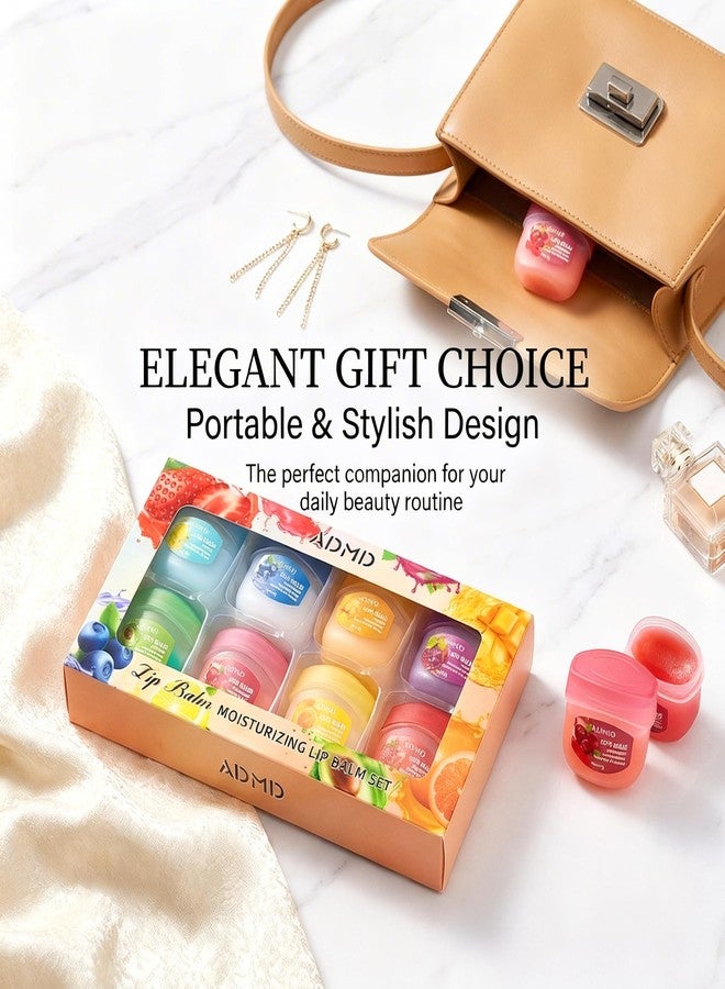 Boxveria 8 Packs Fruit Flavor Mini Lip Balm Set, 8 Pack Fruit Lip Balm for Dry Chapped Lips, Small Lip Balm Bulk Moisturizing, Cute Lip Care Products, Long Lasting Hydration, Mini Chapstick Set - Image 5