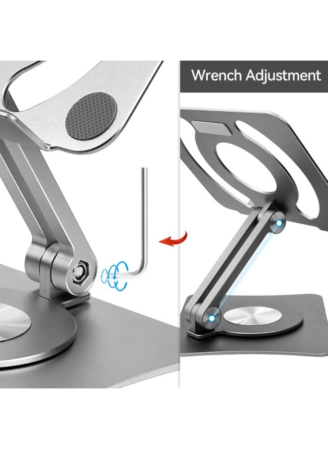 Generic Aluminum iPad Stand for Desk | Rotating & Adjustable Tablet Holder | Foldable Riser for 10–13" iPad Pro – Gray  - Image 3