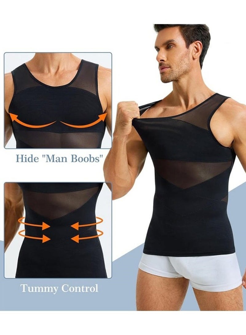 يوڠام سترة ضغط الصدر للرجال، مشد للجسم بدون أكمام، مصحح للوضعية، تحكم في البطن، حزام تقليص الخصر، قميص شبكي مضغوط للرجال، قميص داخلي للتنحيف، مشد للجسم، قميص داخلي ضاغط، سترة مشد للرجال - Image 3