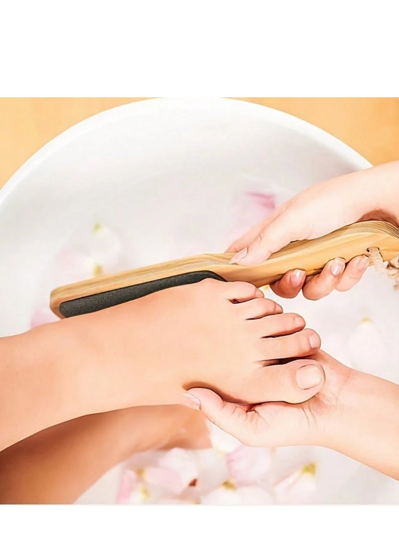 شي إن مبرد قدم خشبي احترافي مزدوج الجوانب – لإزالة الجلد الميت والصلب وتشقق الكعب للباديكير - Image 2