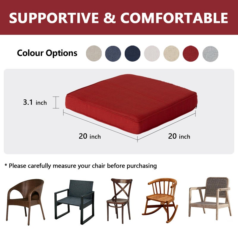 Goodgoods 20 x 20 Outdoor Chair Cushions Set of 2, 1000+ Hours Fade-Resistant & Water-Resistant Furniture Chair Cushions with 30D High-Resilience Foam for Dining Room, Patio Chair, Chili - Image 2