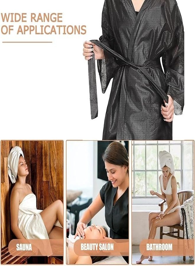 Elitzia 10Pcs Disposable Thin Non-Woven Kimono Robes, Single-Use Lightweight Paper-Like Texture Spa Bathrobe, Waterproof Breathable Disposable Client Gown for Massage Salon Sauna 100x68cm ET1748 - Image 2