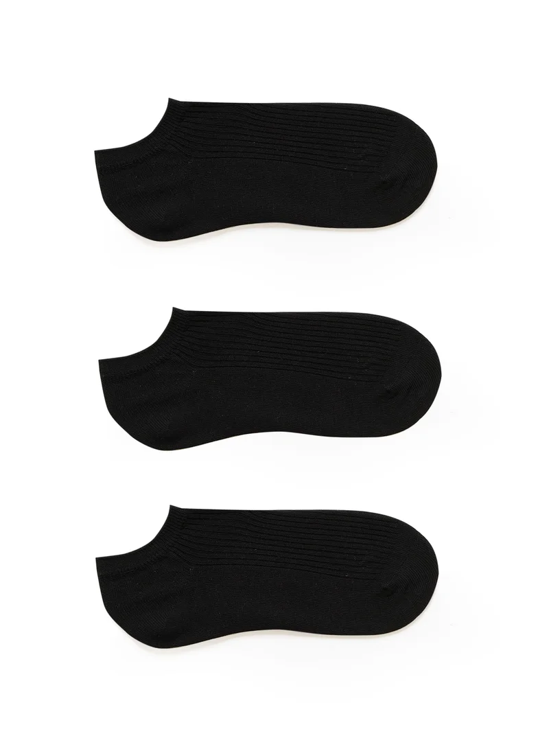 Prickly Pear Prickly Pear 3 x Ribbed Ankle Socks, Black