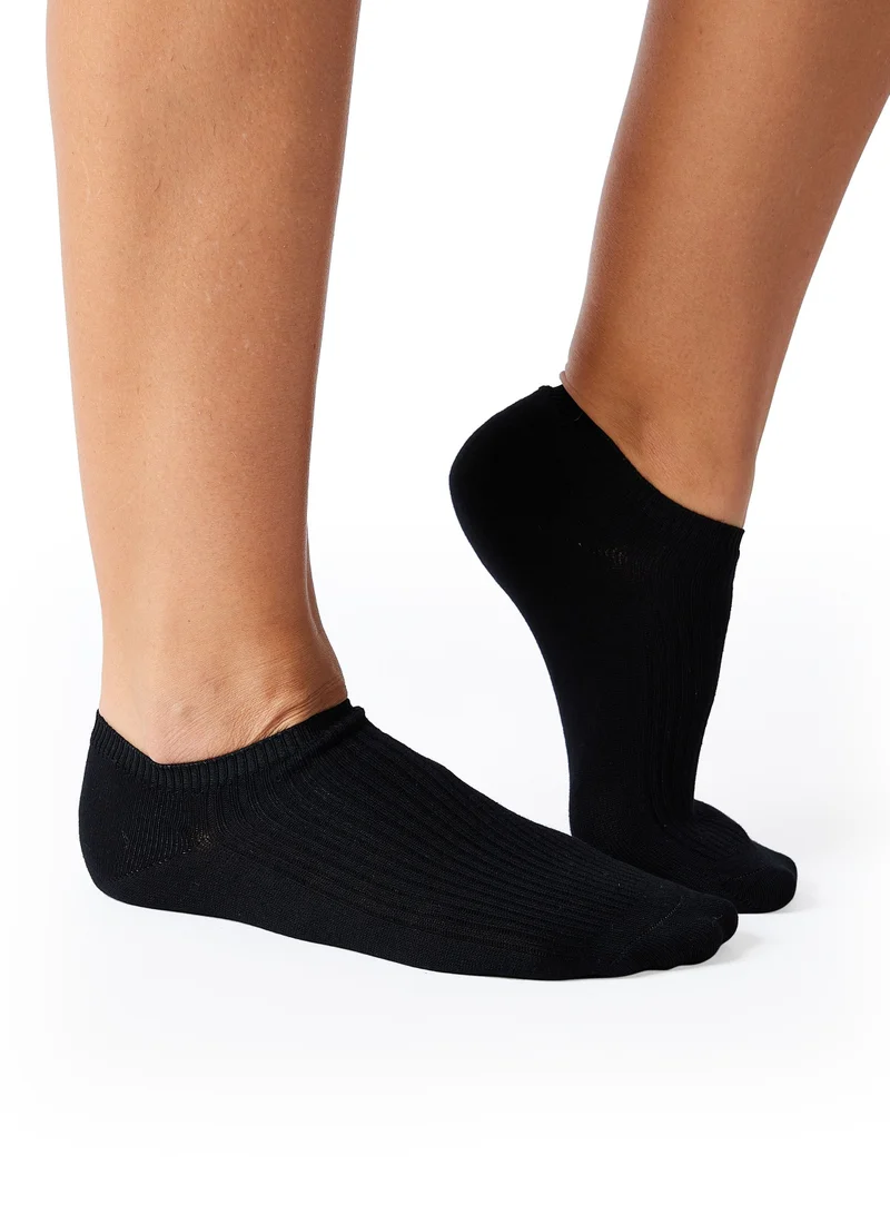Prickly Pear Prickly Pear 3 x Ribbed Ankle Socks, Black