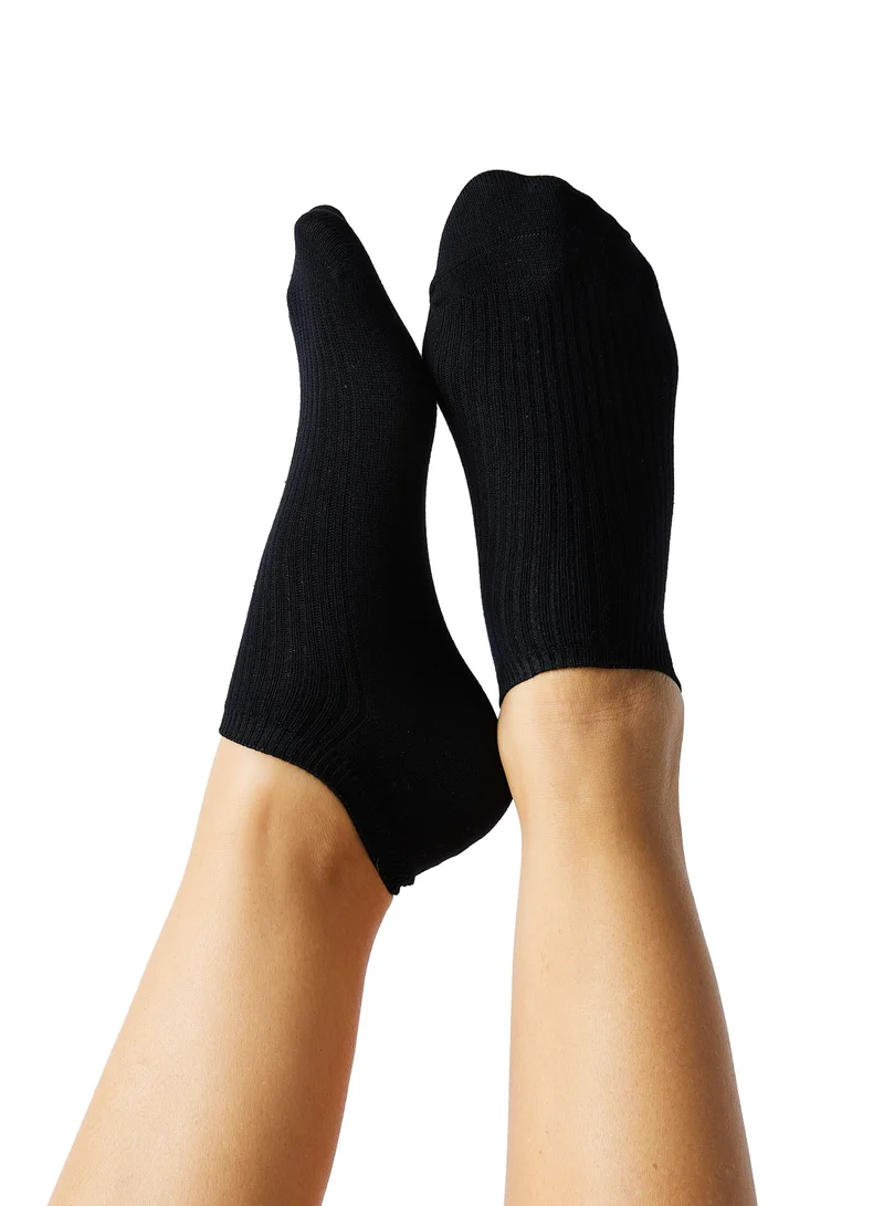 Prickly Pear Prickly Pear 3 x Ribbed Ankle Socks, Black