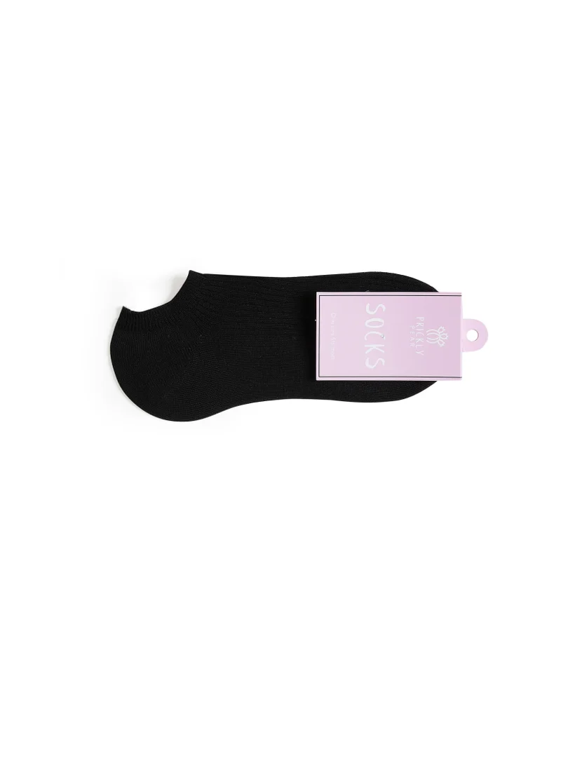 Prickly Pear Prickly Pear 3 x Ribbed Ankle Socks, Black