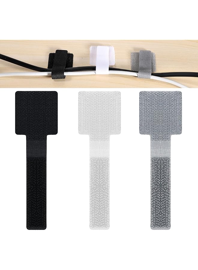 S-TOP 60pcs Wire Organizer, Adhesive Cable Clips Hook And Loop Cable Ties, Straps Cord Organizer For Appliances Wire Management Suitable For Office And Home, Organize Desktop Wires Network Cables - Image 1