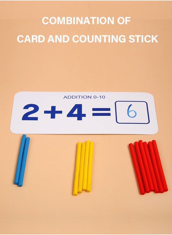 GROIC - 152Pcs Colorful Counting Stick Calculation Math Educational Toy,Foam Number Blocks and Calculation Cards,Learning Materials Preschool Teaching Tools Gift for Toddlers Kids - Image 1