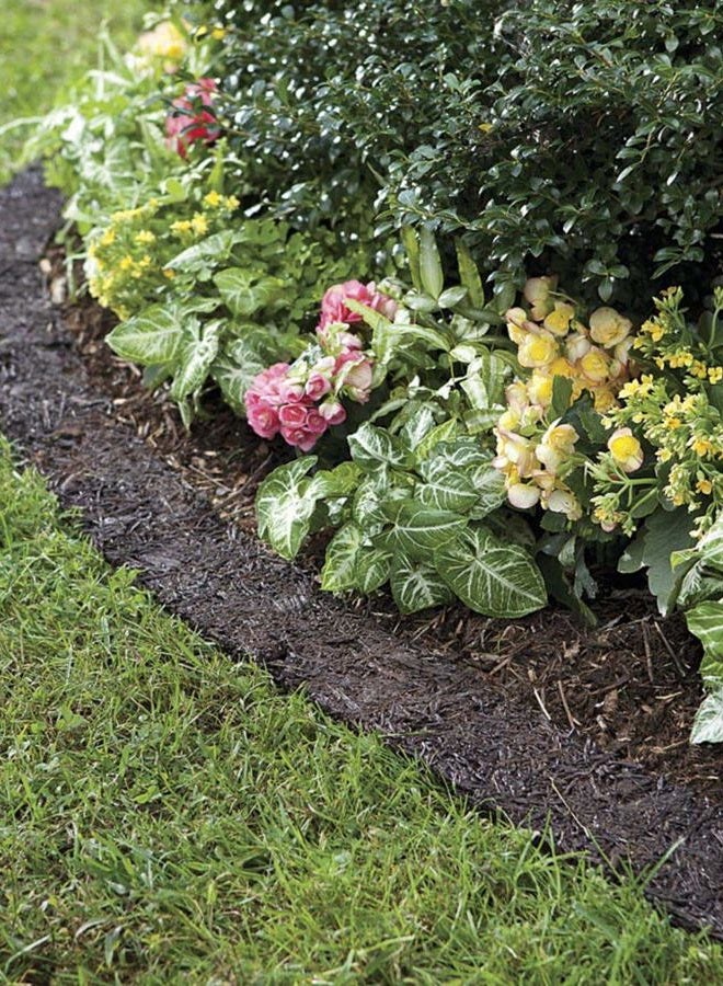 Plow & Hearth 55632 Recycled Rubber Permanent Garden Mulch Border, 120 L x 4.50 W, Black - Image 2