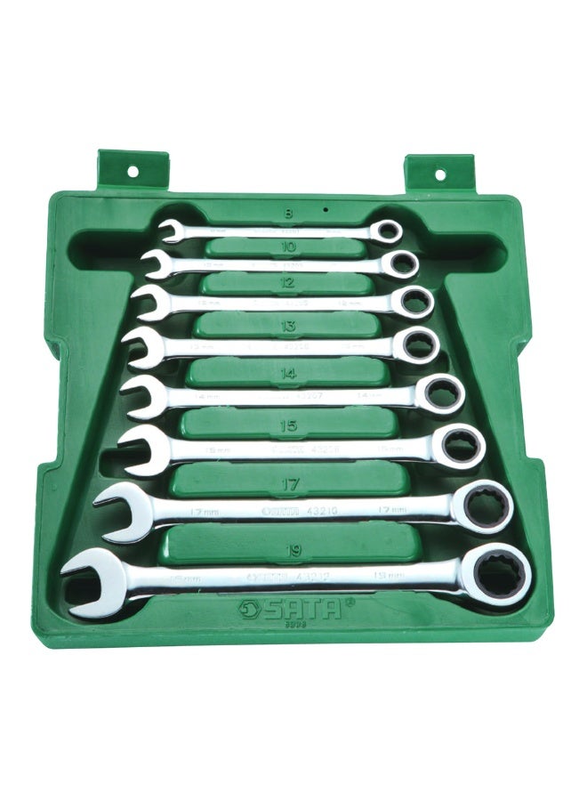 SATA ST08008SJ 8-Piece Metric Combination Ratcheting Wrench Set - Image 1
