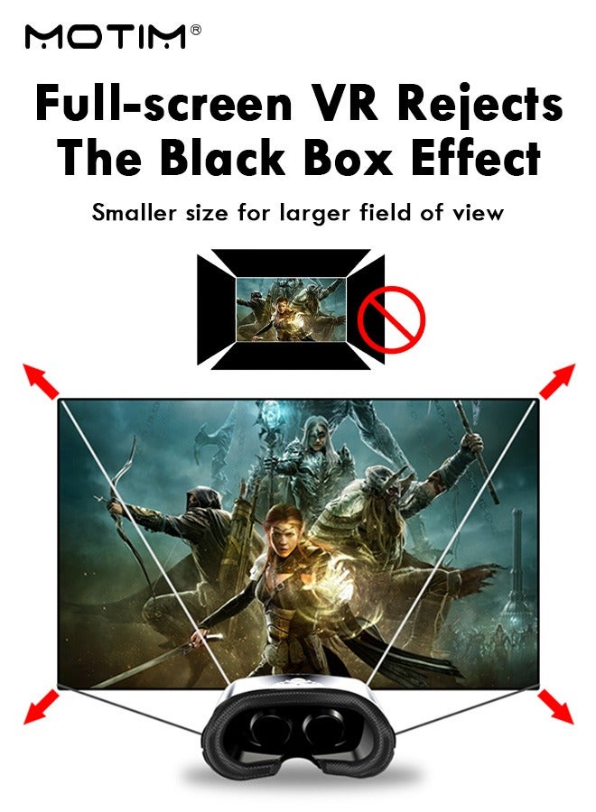 Motim 3D Virtual Reality Helmet with Controller (Support 4.7-7.0 inch mobile phones) for Movies and Games, Blue Light, VR Glasses Goggles + Y1 Joystick - Image 2