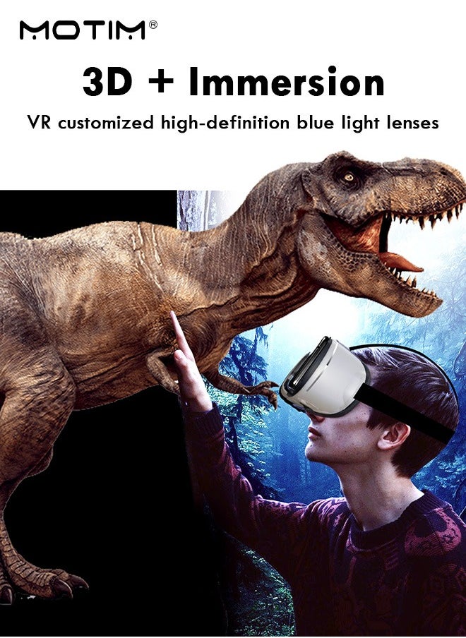 Motim - 3D Virtual Reality Helmet for Movies and Games, Blue Light, Thousand Magic Mirror, VR Glasses Goggles + Y1 Joystick - Image 1