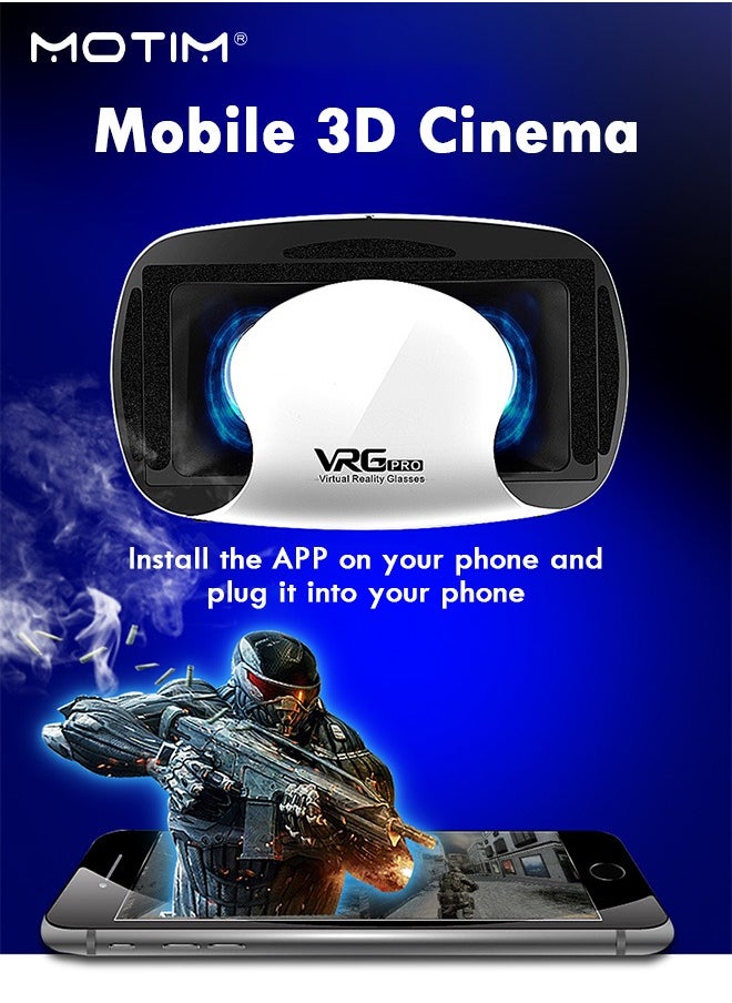 Motim - 3D Virtual Reality Helmet for Movies and Games, Blue Light, Thousand Magic Mirror, VR Glasses Goggles + Y1 Joystick - Image 1