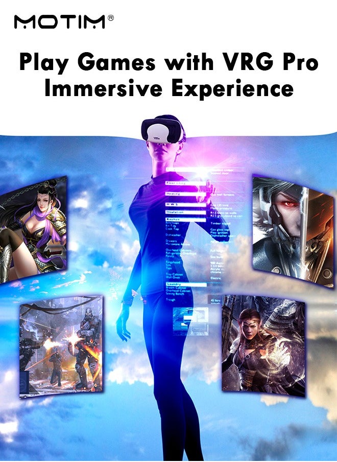 Motim - 3D Virtual Reality Helmet for Movies and Games, Blue Light, Thousand Magic Mirror, VR Glasses Goggles + Y1 Joystick - Image 1