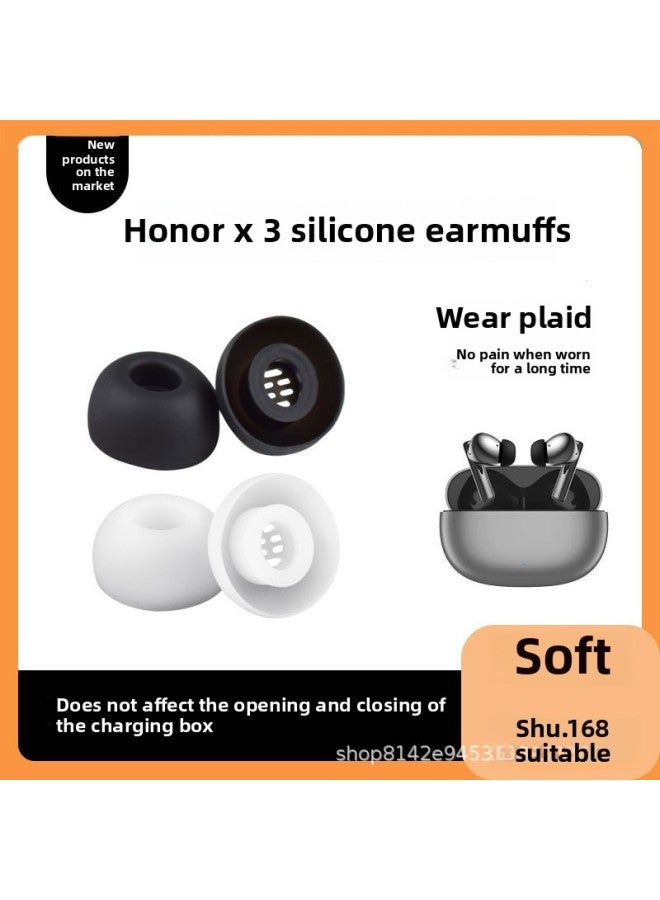 Applicable To Huawei 4i/5i Earcap Bluetooth Headset Silicone Earmuffs Earmuffs Earmuffs Earmuffs Earmuffs Soft Plug Accessories-Color:1 White (large Size)-Model:Honor Earbuds X3  - Image 1