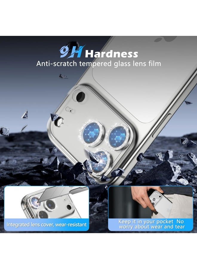 imluckies 3 Pack for iPhone 17 Pro Max 6.9" Camera Lens Protector Glitter, HD Clear Tempered Glass Camera Accessories, 9H Hardness Screen Cover, Case Friendly[Not Affect Night Shots], Sparkly Silver - Image 3