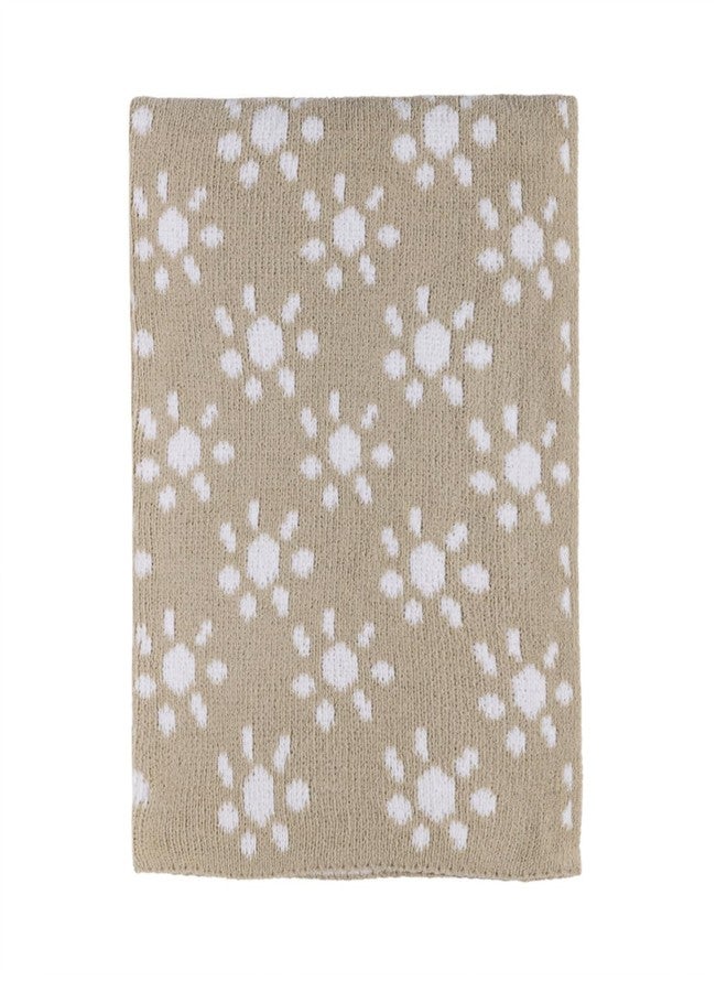 Living Textiles Chenille Knitted Blanket - Taupe Sun Flower - Image 1