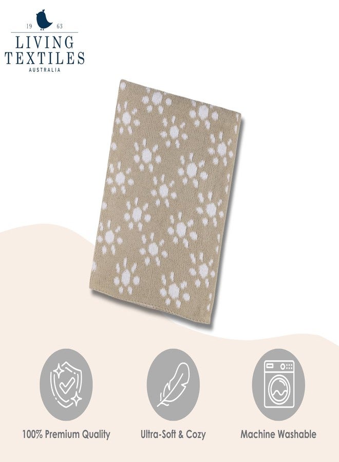 Living Textiles Chenille Knitted Blanket - Taupe Sun Flower - Image 4