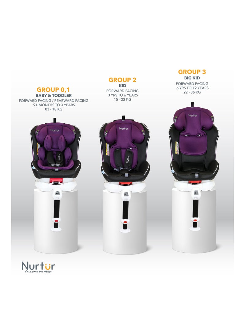 Nurtur Liberty Baby 4 في 1 مسند ساق مقعد السيارة ISOFIX 10 - مسند ظهر قابل للتعديل بمستوى مع مظلة حتى 36 كجم، أرجواني  - Image 4