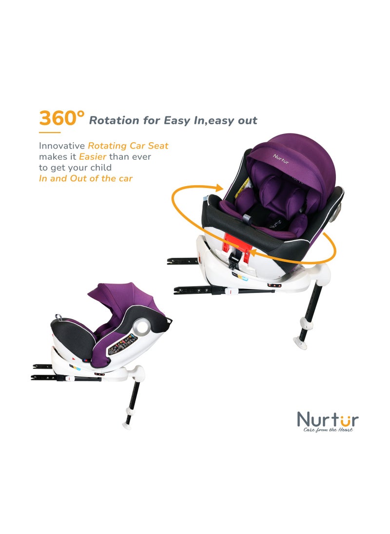 Nurtur Liberty Baby 4 في 1 مسند ساق مقعد السيارة ISOFIX 10 - مسند ظهر قابل للتعديل بمستوى مع مظلة حتى 36 كجم، أرجواني  - Image 2