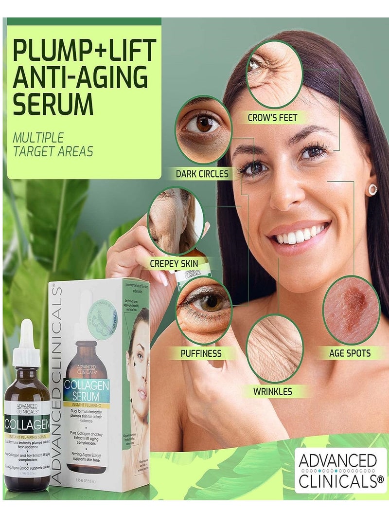 Advanced Clinicals Advanced Clinicals 2 Piece Anti Aging Skin Care Set With Collagen Spa Lotion Size 454 g  and Collagen Instant Plumping Serum 52 ml To Hydrate Moisturize Firm Dry Cracked Skin - Image 5