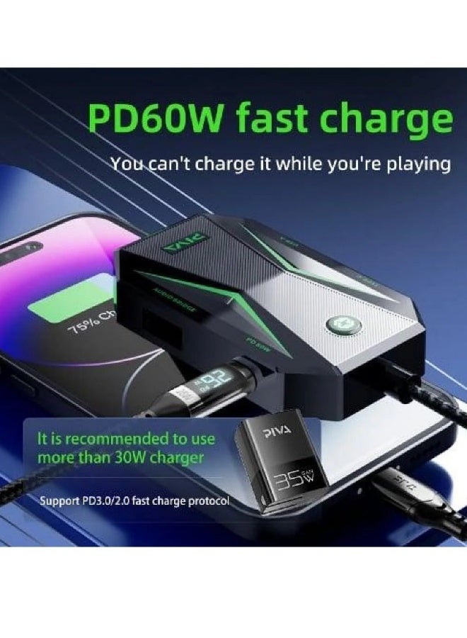 PIVA GS4 Type C 5 in 1 Adapter with 32bit Sound Card 60W Fast Charging Data Transfer Rate Up to 480Mbps Compatible with AUX and Type C Headphones Supports All iPads and iPhones with Type C Port - Image 4