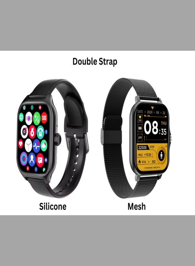 Harper Smart Watch for Men Women, Two Straps (Silicone+mesh) 2.01" HD Smartwatch Bluetooth Call + Music Control for iPhone/Android (Black), with Fitness Tracker, Heart Rate/Sleep Monitor, 100+ Modes - Image 3