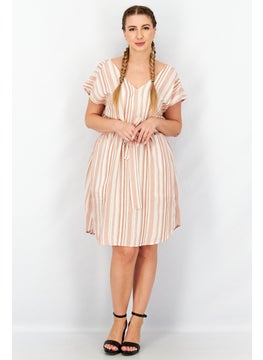 Splendid Women Belted Stripe Mini Dress, Pink Combo  - Image 4