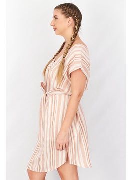 Splendid Women Belted Stripe Mini Dress, Pink Combo  - Image 2