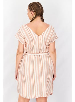 Splendid Women Belted Stripe Mini Dress, Pink Combo  - Image 3