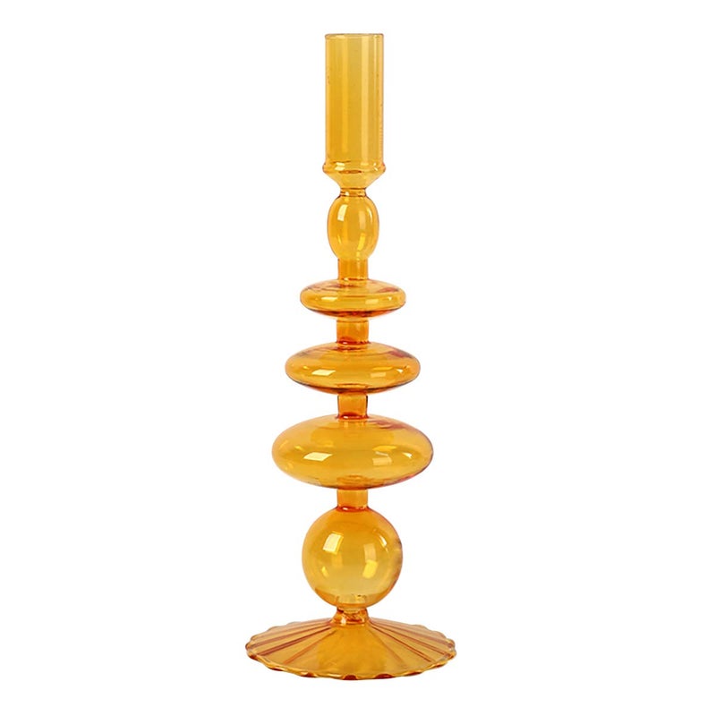 LKXHarleya Glass Candlesticks Holders Retro Glass Candle Holder for Taper Candle Table Centerpiece Wedding Party Home Decoration Orange
