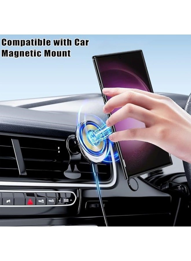 Invisible Stand Magnetic Case for Galaxy S24 Ultra 6.8 inch, Compatible with Mag-Safe, Clear Shockproof Slim with Lens Film Phone Cover Ring Holder Women Men - Image 3
