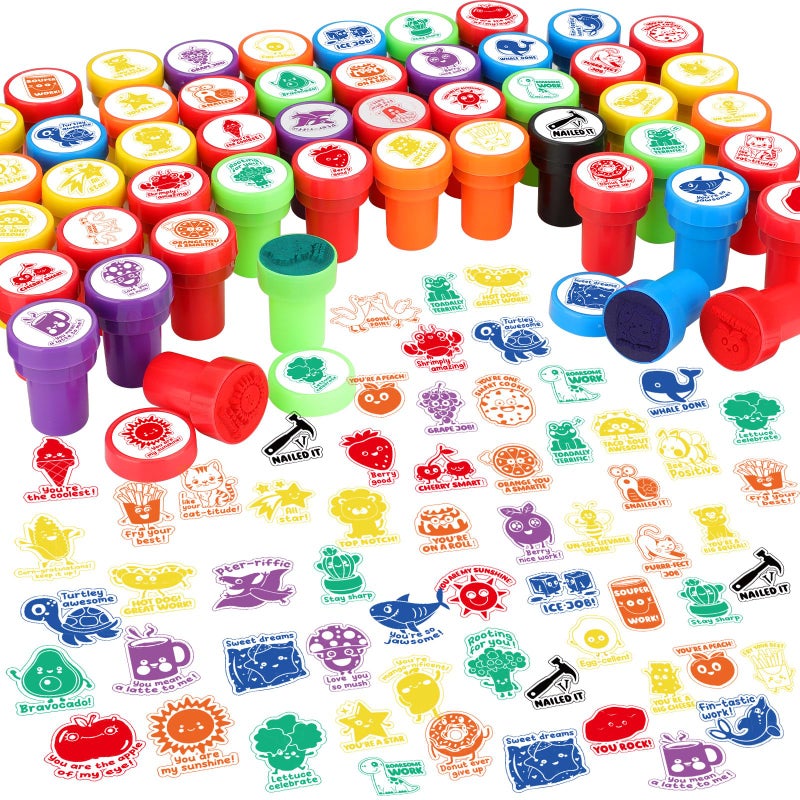 Fuyoooo 50 Pcs Teacher Stamps for Classroom Self Inking Stamps Colorful Reward Stamper Motivational Classroom Stamper for Teacher Encouraging Kid Student Homework School Carnival Prize 50 Designs - Image 3