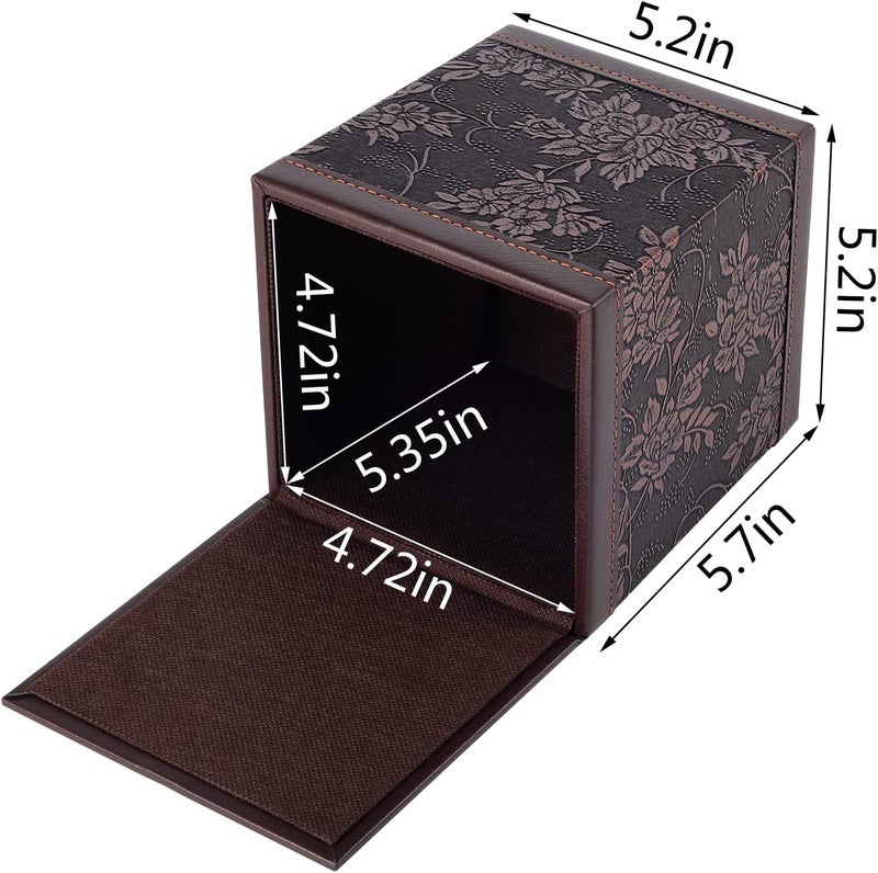 RHCSZ Antique Leather Square Tissue Box Cover/Holder,RHCSZ Table Napkin Case Dispenser,Facial Tissues Organizer with Magnetic Bottom for Home Office,Tissues Cube Box (Retro) - Image 5