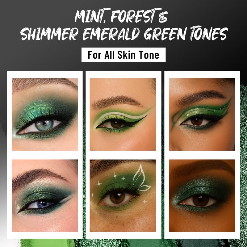 SUSIKEKI Green Eyeshadow Palette with Mirror Lime Forest Emerald Tones Matte Shimmer 6 Colors Mini Eye Shadow Pallet Travel Size Highly Pigmented for Goth Fairy Joker Wicked Halloween Parties Makeup - Image 4