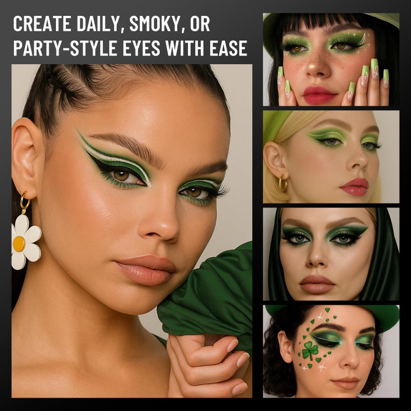 SUSIKEKI Green Eyeshadow Palette with Mirror Lime Forest Emerald Tones Matte Shimmer 6 Colors Mini Eye Shadow Pallet Travel Size Highly Pigmented for Goth Fairy Joker Wicked Halloween Parties Makeup - Image 5
