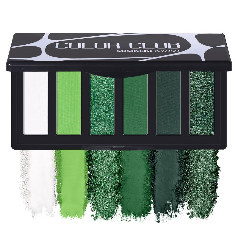 SUSIKEKI Green Eyeshadow Palette with Mirror Lime Forest Emerald Tones Matte Shimmer 6 Colors Mini Eye Shadow Pallet Travel Size Highly Pigmented for Goth Fairy Joker Wicked Halloween Parties Makeup - Image 1