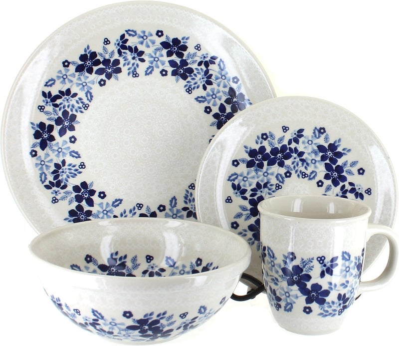 Blue Rose Pottery Blue Rose Polish Pottery Christiana 4 Piece Place Setting  Service for 1 - Image 1