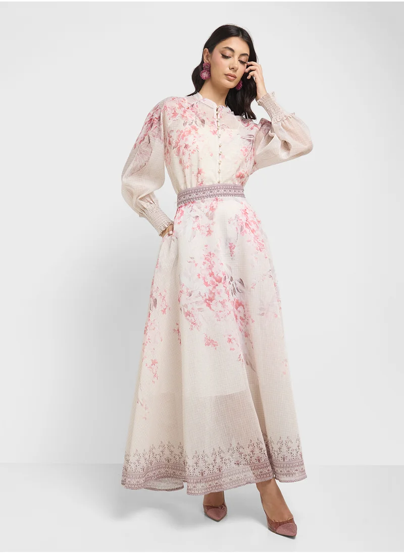 خزانة Floral Print Top & Skirt Set