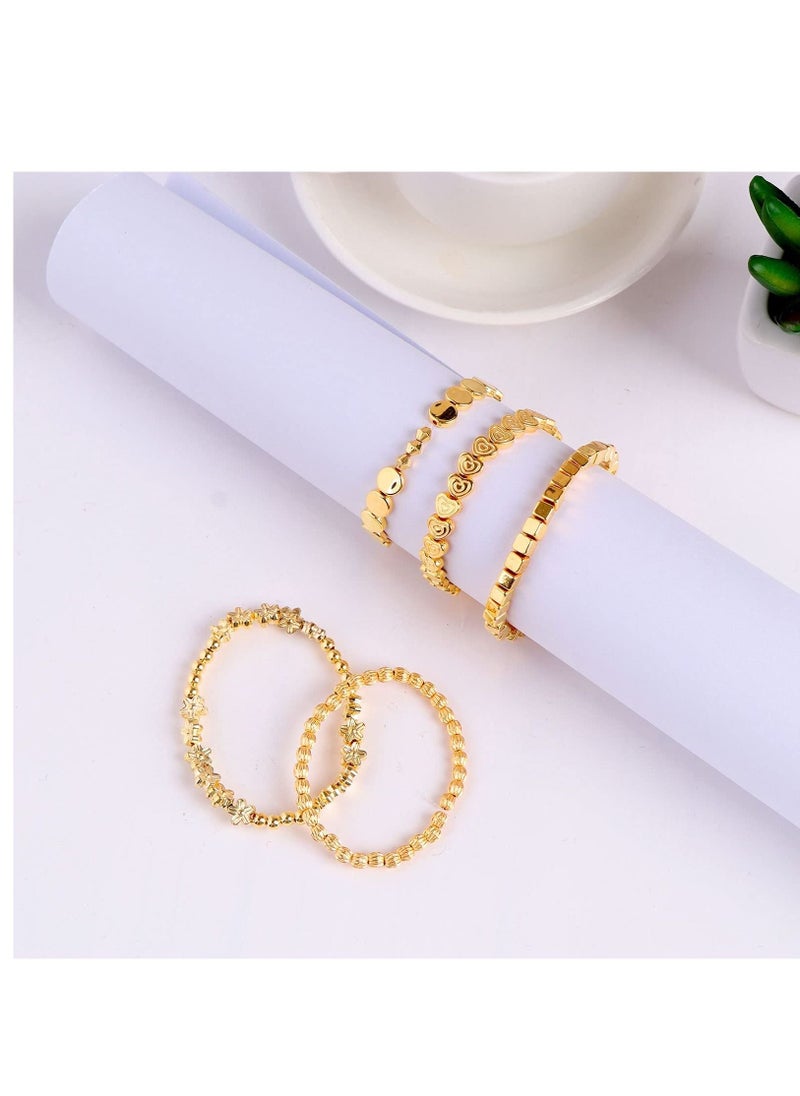 SYOSI - 1700 Pieces Spacer Beads Set Assorted DIY Loose Bead Round Ball Star Beads Rondelle Faceted Cube Square Spacer Column Beads 11 Styles Jewelry Charms Beads for DIY Crafts Jewelry Making (Gold) - Image 1