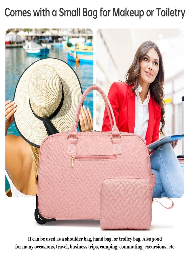 BAVERGE Duffle Bag for Travel, Weekender Bag with Shoe Compartment, Carry On Overnight Bag for Women with Toiletry Bag, 50L Gym Bag with Wet Pocket, Hospital Bags for Labor and Delivery, Pink--rolling version - Image 4