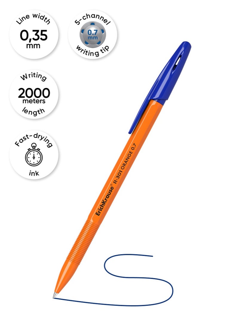 مجموعة من 8 أقلام حبر جاف R-301 Stick Orange 0.7، لون الحبر: أزرق (في كيس بلاستيكي)