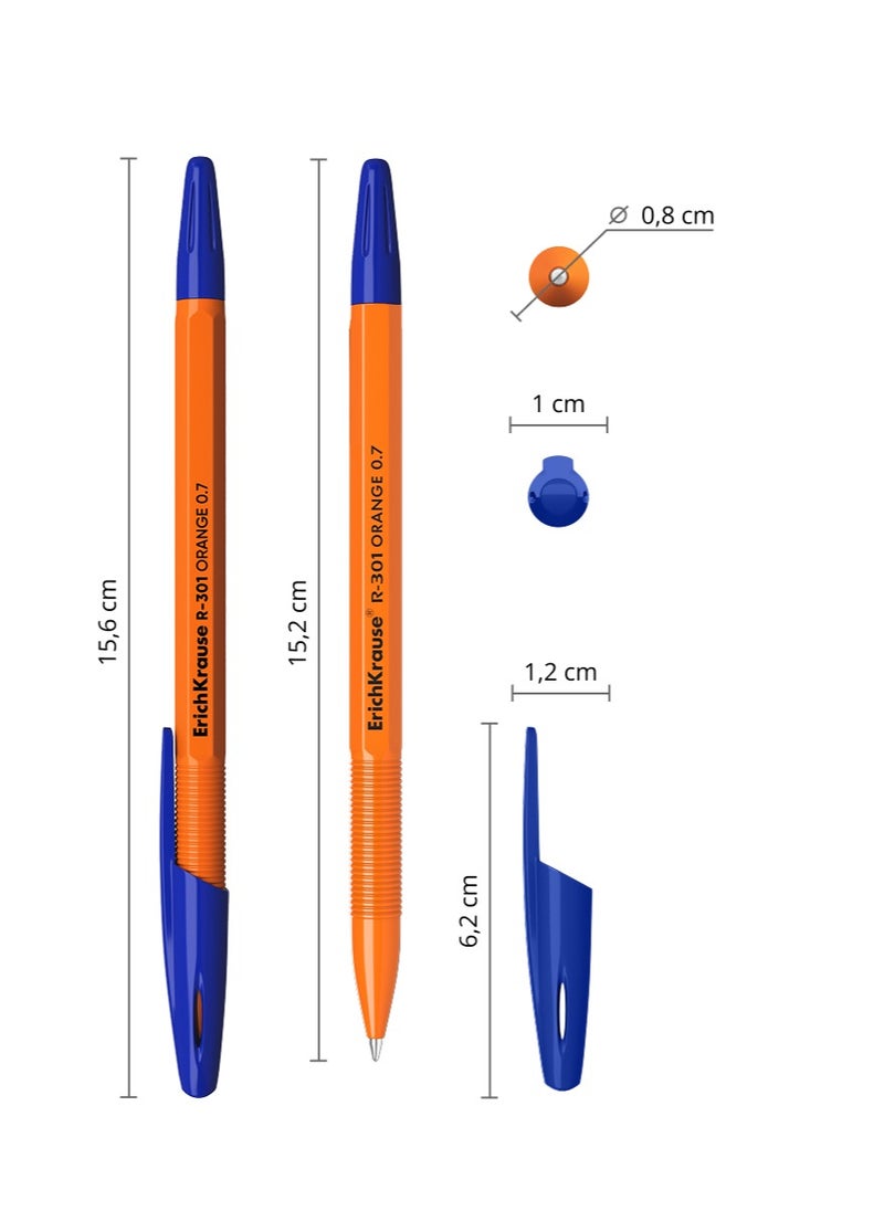 مجموعة من 8 أقلام حبر جاف R-301 Stick Orange 0.7، لون الحبر: أزرق (في كيس بلاستيكي)