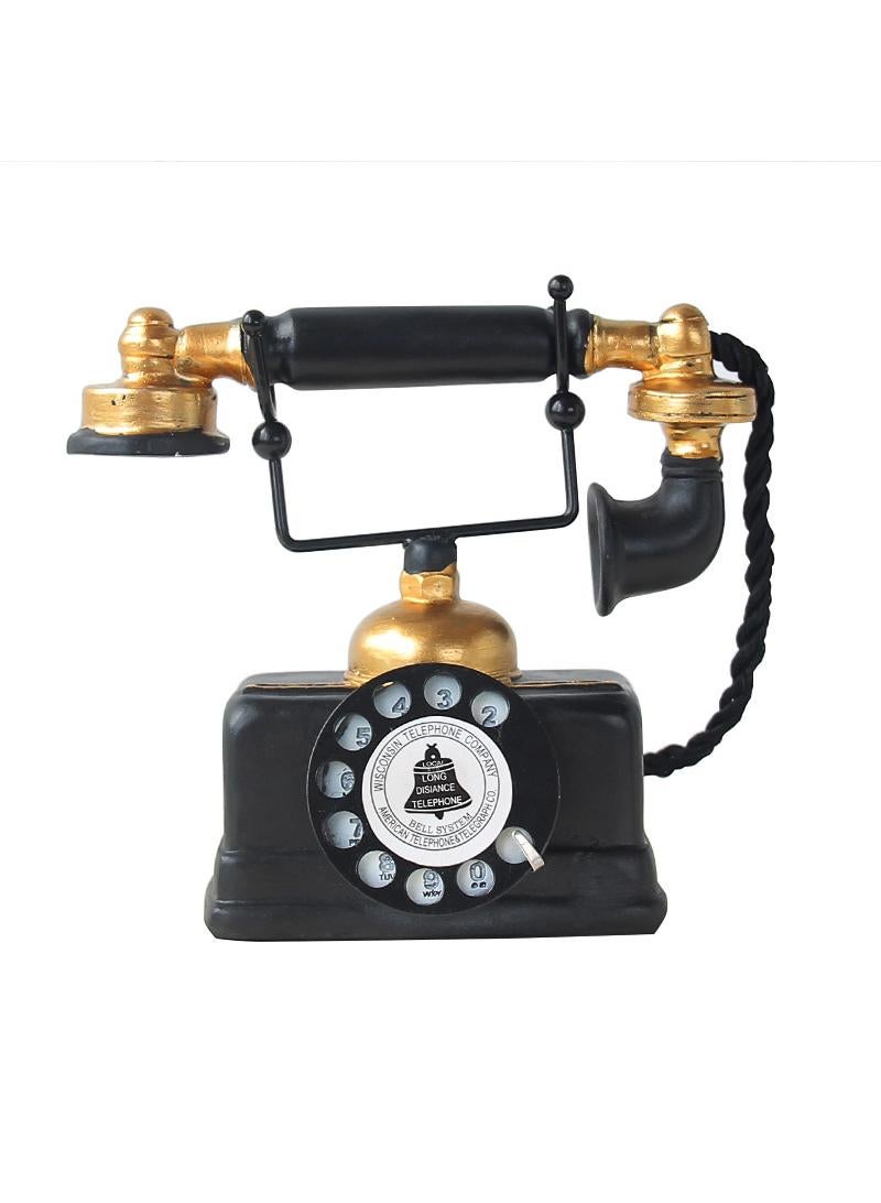 Bluejw Retro Handset Telephone Model Home Decoration Ornaments Resin Crafts Black/Gold - Image 1