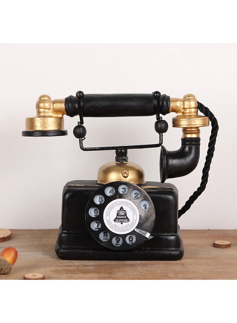 Bluejw Retro Handset Telephone Model Home Decoration Ornaments Resin Crafts Black/Gold - Image 5