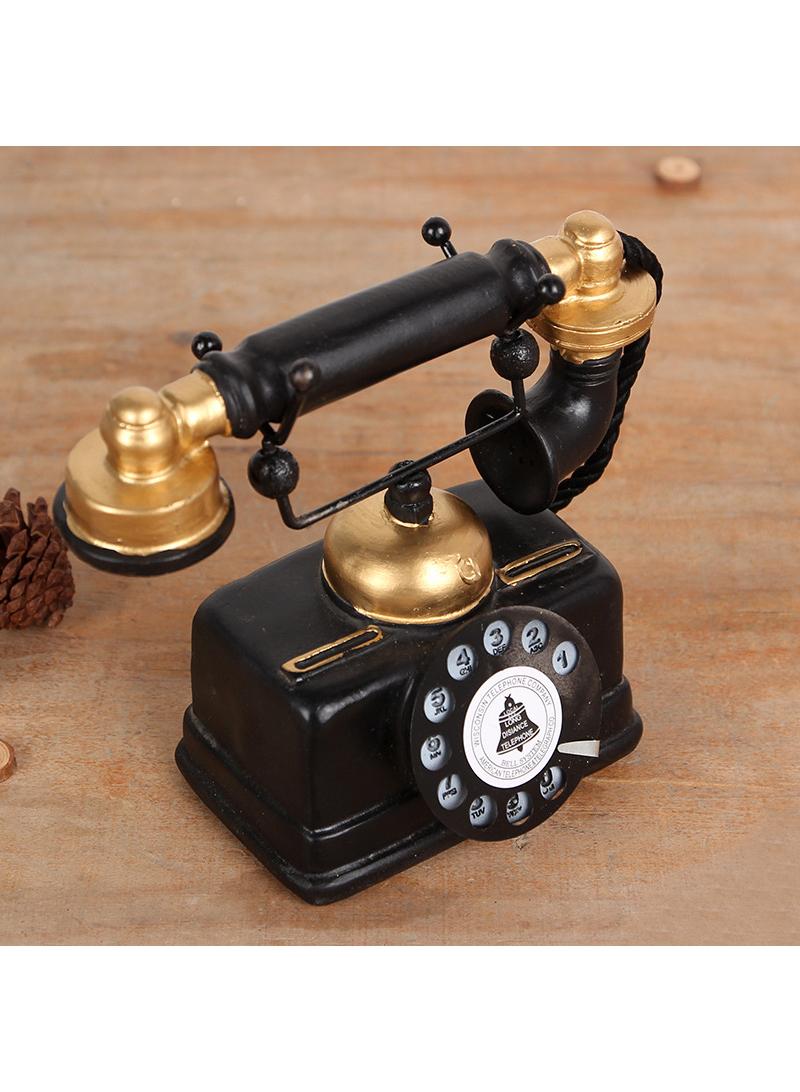 Bluejw Retro Handset Telephone Model Home Decoration Ornaments Resin Crafts Black/Gold - Image 4
