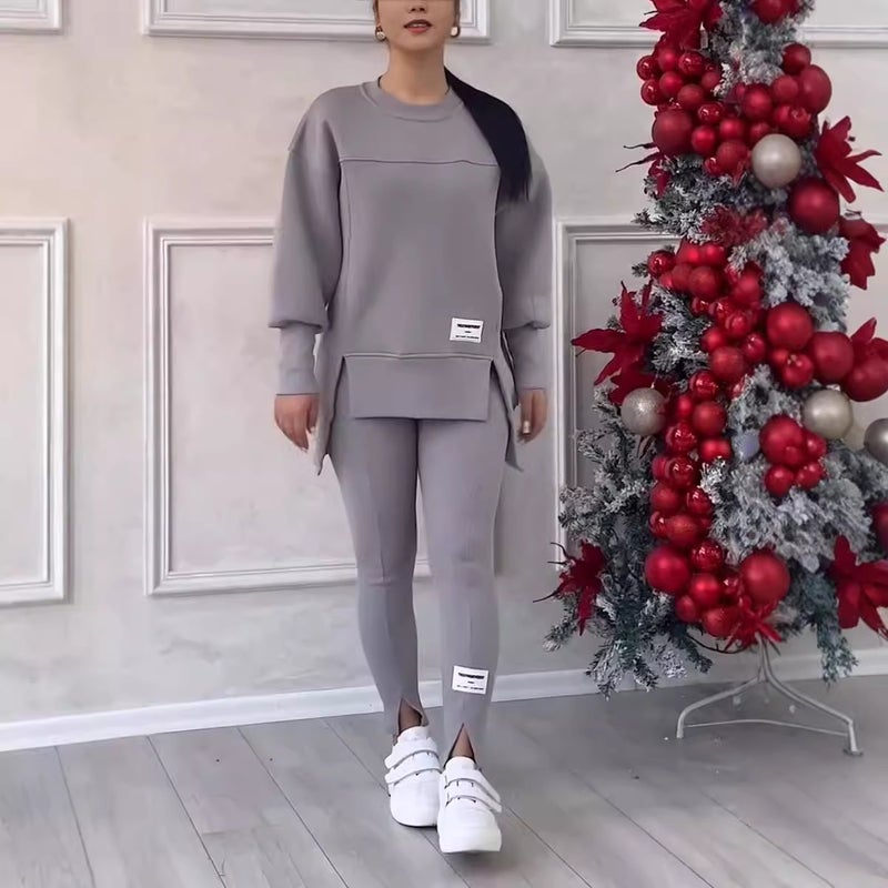 Independent Station Women'S Irregular Long Sleeve Printed Sweater Leggings Suit - Image 4