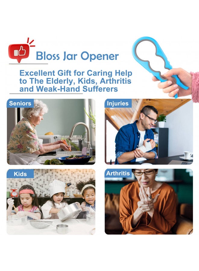 Bloss فتاحة برطمانات بلاست مضادة للانزلاق لإزالة أغطية البرطمانات، فتاحة علب مطاطية، أدوات مطبخ لإزالة الأغطية العنيدة، رائعة للأيدي الصغيرة أو كبار السن، زرقاء - Image 5